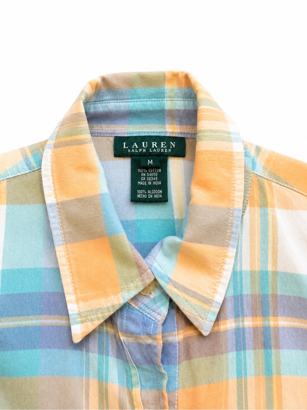 Lauren Ralph Lauren Vintage Y2K Plaid Button Down Shirt Medium 100% Cotton - Picture 5 of 5
